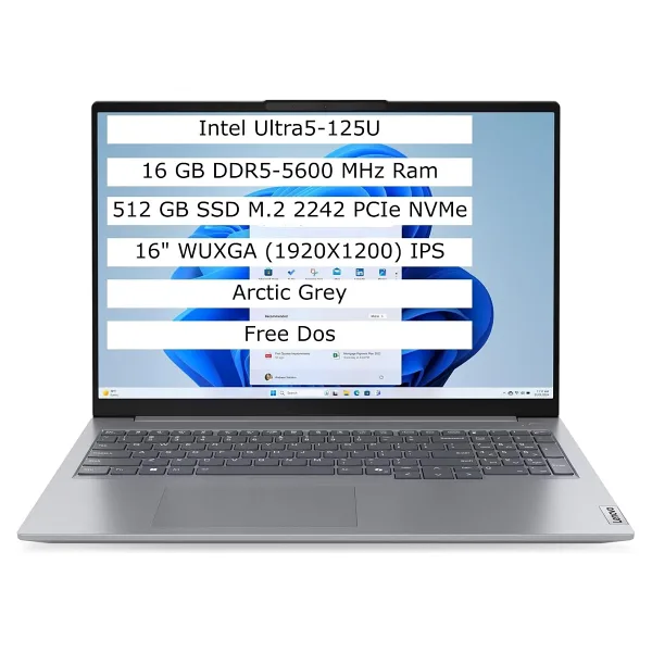 Lenovo ThinkBook 16 G7 IML 21MS005KTR Ultra 5 125U 16 GB 512 GB SSD Intel Graphics 16" WUXGA Notebook