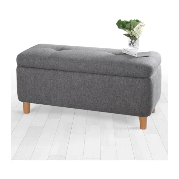 Lorence Home Rocio Sandıklı Bench Puf Koyu Gri