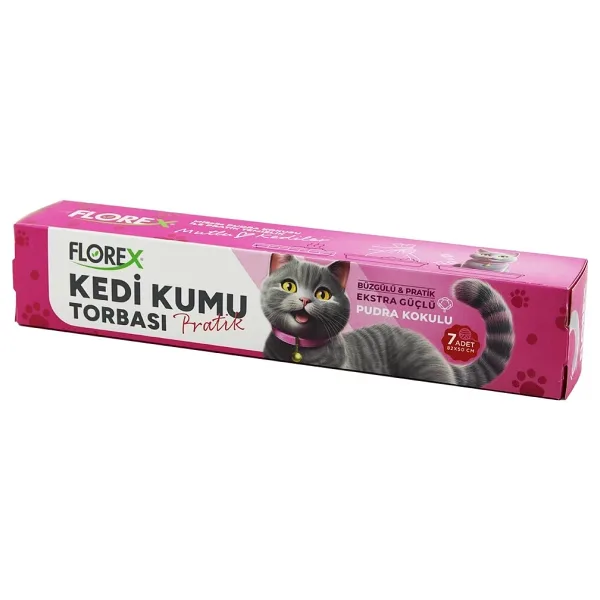Lunaev 140 Adet Kedi - Evcil Hayvan Kumu Torbası Pratik Pudra Kokulu Büzgülü - Extra Güçlü 82x50 cm