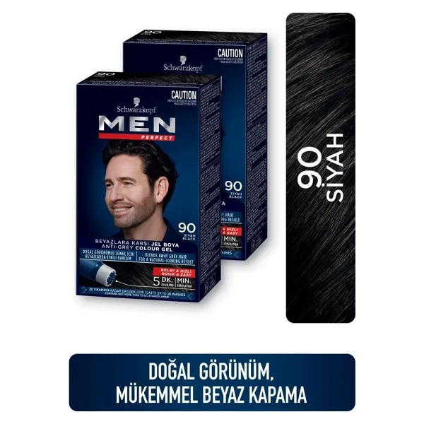 Men Perfect 90 Siyah 2 Adet Erkek Saç Boyası