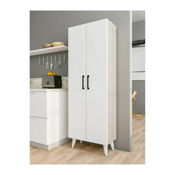 Montenero Cordoba Çok Amaçlı Dolap 2 Kapaklı 6 Raflı Sığ Derinlik Banyo Hol 60x170 Cm