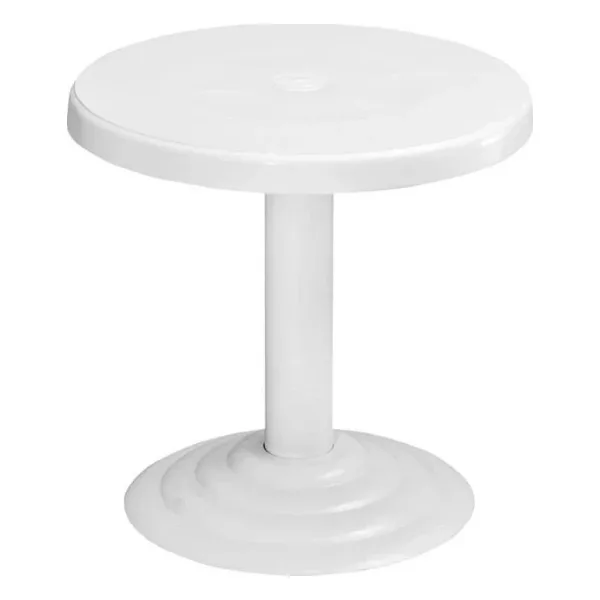 Omnipazar Mt-Gf401 Beyaz Spark Bahçe Balkon Kısa Sehpa Ø50 Cm