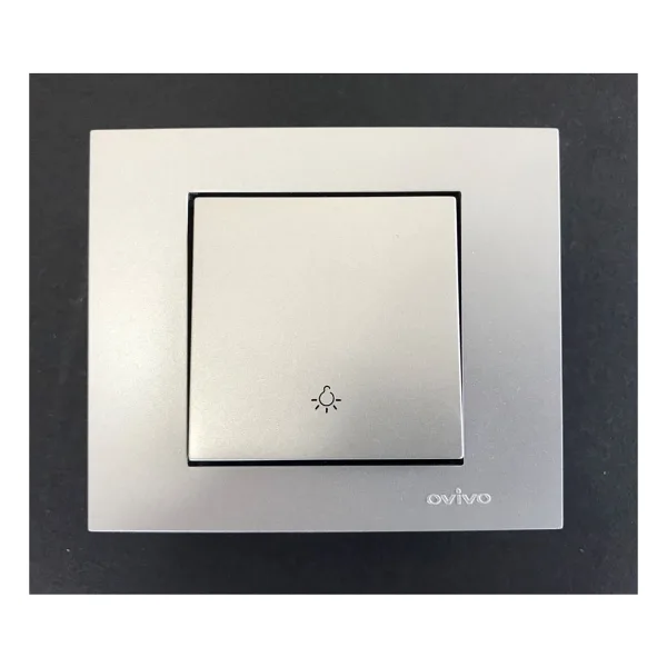 Ovivo Grano Sıva Altı Çerçeveli Gümüş Light Anahtar Priz