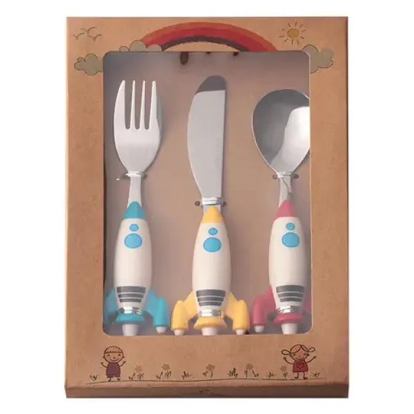 Porland Mini Rocket 3 Parça Çocuk Çatal Kaşık Bıçak Takımı