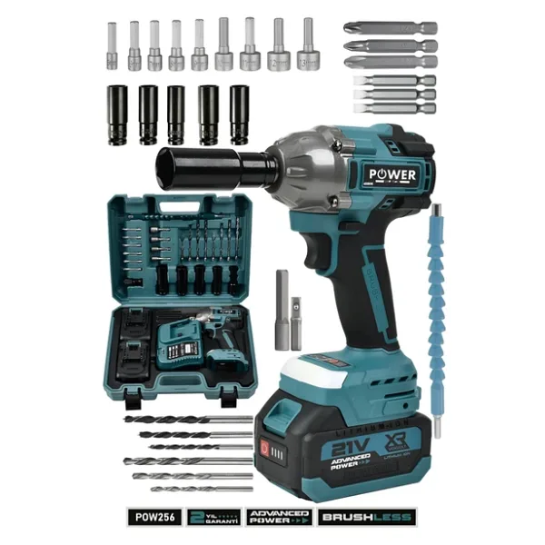 POWER BLACK 1000 NM ULTRA GÜÇLÜ TAM TAKIM SETLİ SOMUN BİJON SÖKME 15 PİLLİ 2 BATARYALI