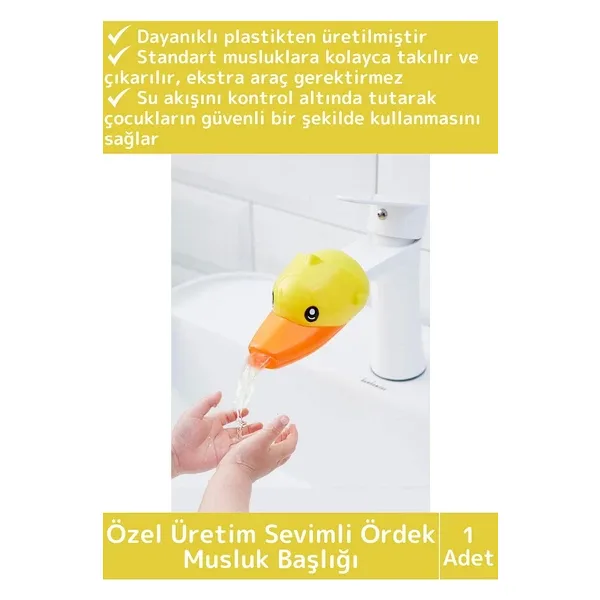 Premium Sağlam Pratik Kolay Montaj Çocuklar İçin İlgi Çekici Eğlenceli Sevimli Ördek Musluk Başlığı