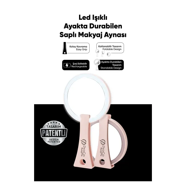 PROCO Beauty Pro LED Işıklı Ayakta Durabilen Makyaj Aynası - Şarj Edilebilir Uzun Ömürlü Kullanım
