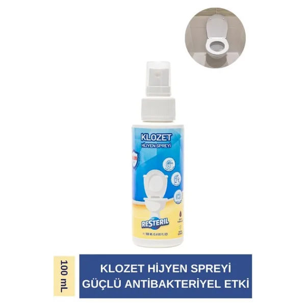 Resteril Klozet Kapağı Dezenfektan Sprey Zararsız Formül%99.99 Sterilizasyon Çanta Boyu 100 ml