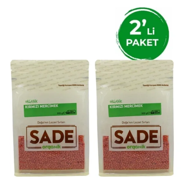 Sade Organik Sade Organik Kırmızı İç Mercimek 500 GR 2 Li Paket