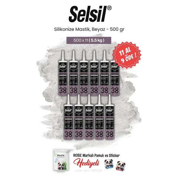 Selsil 500 Gr, Silikonize Mastik, Beyaz 11 Al 9 Öde Ve Rosie Pamuk