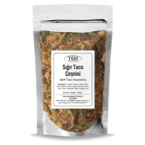 TOS The Organic Spices Sığır Taco Çeşnisi 100 gr Beef Taco Seasoning - Premium Quality Baharat Karışımı