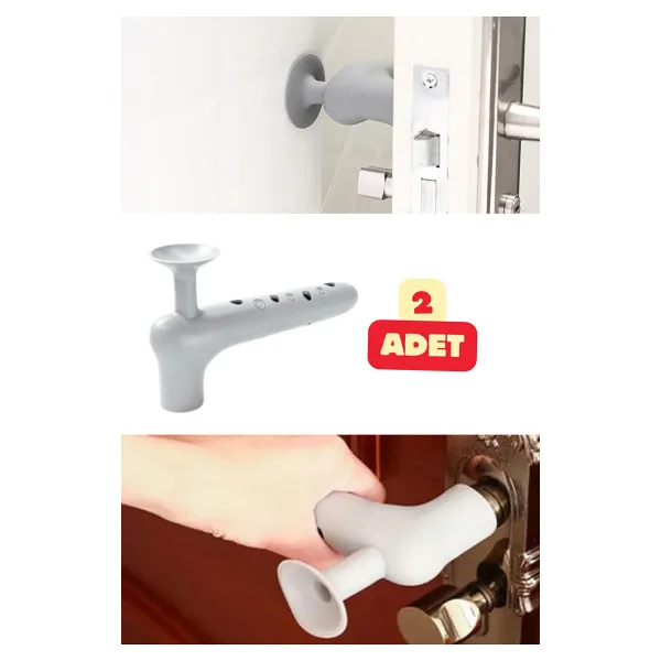 Vekorr 2 Adet Silikon Kapı Kolu Koruyucu Stoper Gri Kapı Arkası Duvar Koruyucu Gürültü Emici Koruma Tampon