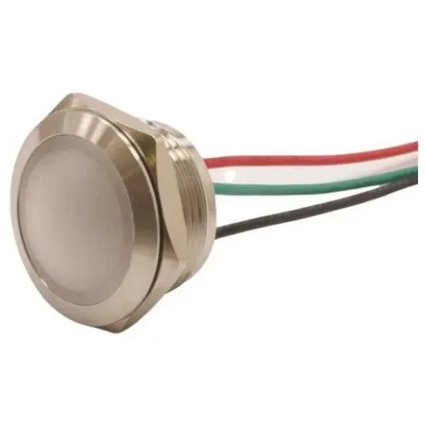 WD19L-P2/RGY- 19mm 12-24V Kablolu Metal Sinyal Lambası - 3 Renk Katot
