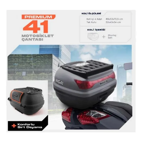 Wogen 41 Litre Premium Sırt Dayamalı Motosiklet Çantası - Nardo Gri - 1405 006