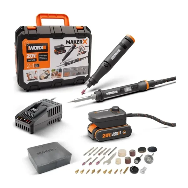 Worx WX988 20 V 2.0 Ah Gravür Seti + Dijital Ahşap Yakma Seti
