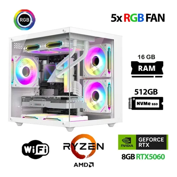 Xaser Eco X70 Ryzen 5 5500 16Gb Ram 512Gb M.2 Nvme Ssd 8Gb Rtx5060 Oyuncu Masaüstü Bilgisayarı
