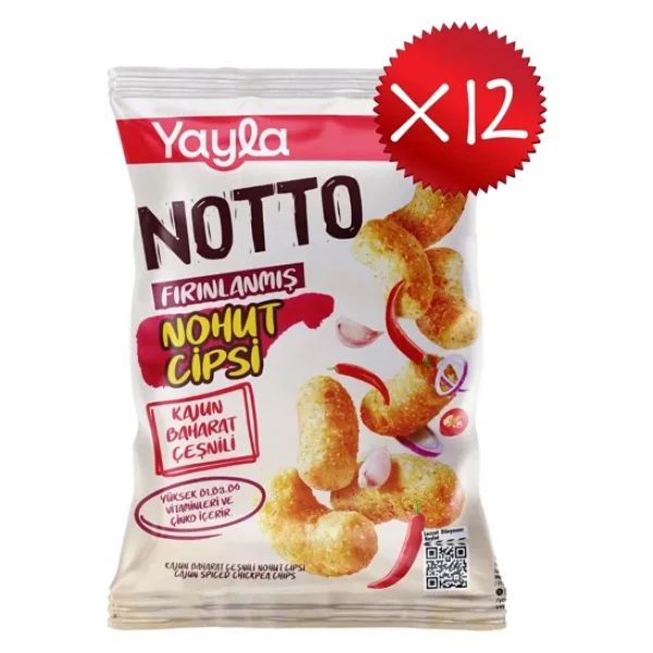 Yayla Notto Kajun Baharat Çeşnili Nohut Cipsi 55 g x12
