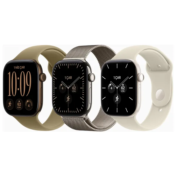 Apple Watch Series 11 GPS + Cellular 46mm Natürel Titanyum Kasa ve Taş Grisi Spor Kordon Akıllı Saat