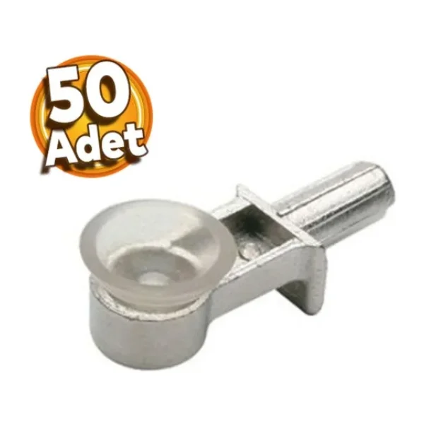 Badem10 Raf Pimi Vantuzlu Cam Ahşap Metal Raf Tutucu Çivisi Mobilya Dolap Pimi (50 ADET)