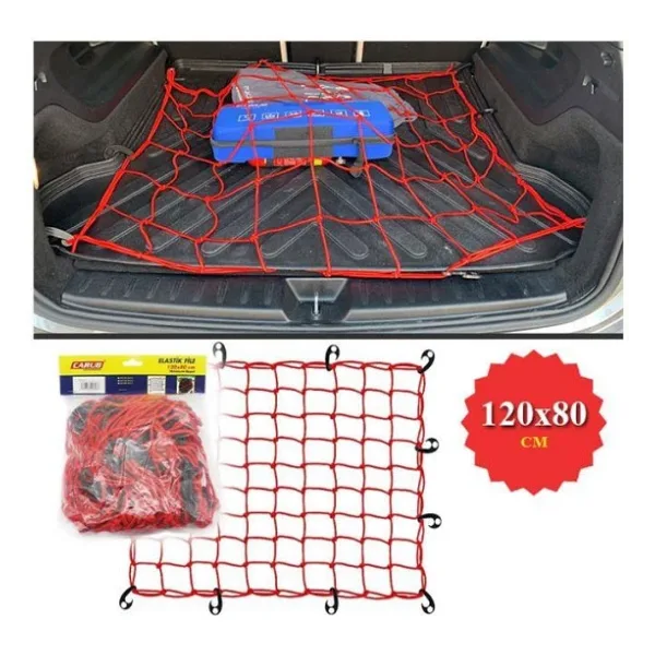 Bagaj Filesi Elastik120x80cm Kırmızı Bagaj Lastiği Ahtapot