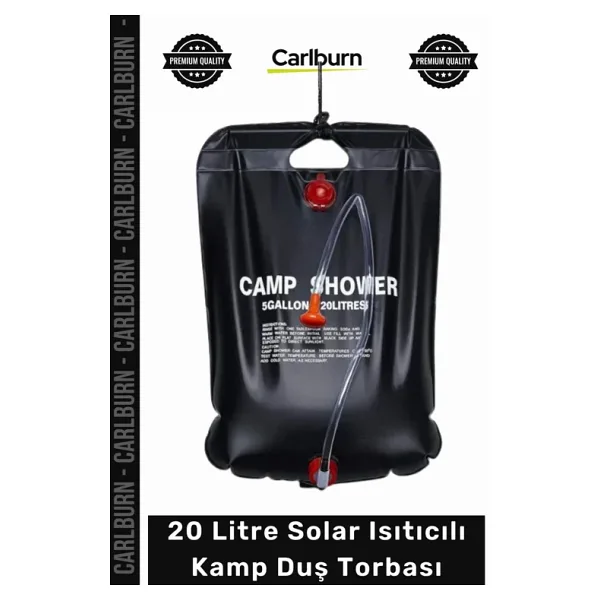 Carlburn #SuTorbası Portatif Güneş Enerjili PVC Outdoor Su Çantası 20 Litre Solar Isıtıcılı Kamp Duş Torbası