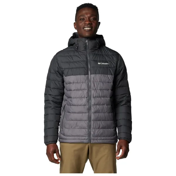 Columbia Powder Lite II WO6272-023 Kapüşonlu Gri Erkek Şişme Mont
