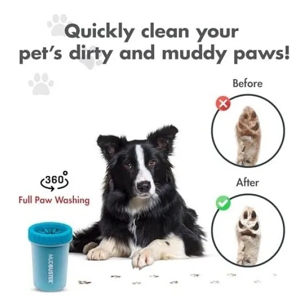 Dexas MudBuster Taşınabilir Köpek Kedi Pati Temizleyici, Medium,Mavi