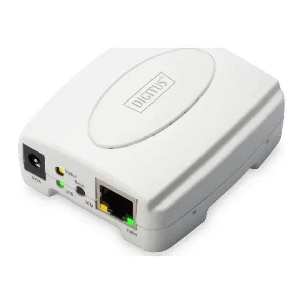 Digitus 1 port Fast Ethernet Print Server, 1 x USB 2.0 port, 1 x RJ45 USB Print Ser