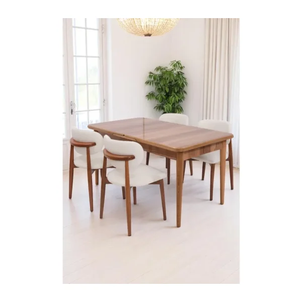 Duru Norte Mdf Lak Panel Açılır Yemek Masa Takımı 90X160 - Ceviz