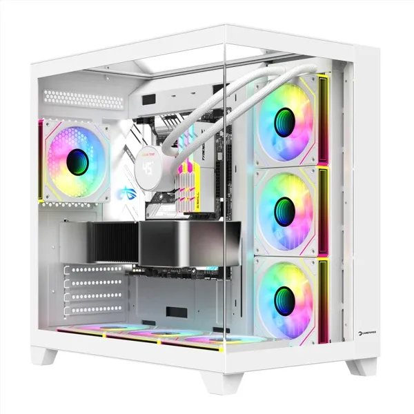 GamePower Warcry TopGlass 750W 4xARGB Temperli Cam ATX Beyaz Gaming (Oyuncu) Kasa