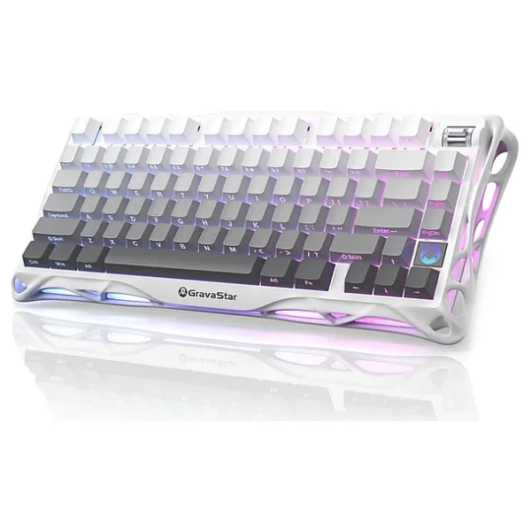 GravaStar Mercury K1 RGB Beyaz US Layout Kablolu/Kablosuz Mekanik Oyuncu Klavyesi