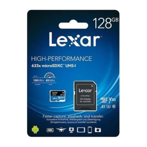 Lexar 633x Class 10 UHS-I U1 128 GB Micro SD Kart