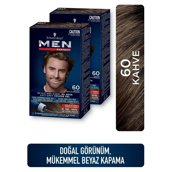Men Perfect 60 Kahve 2 Adet Erkek Saç Boyası
