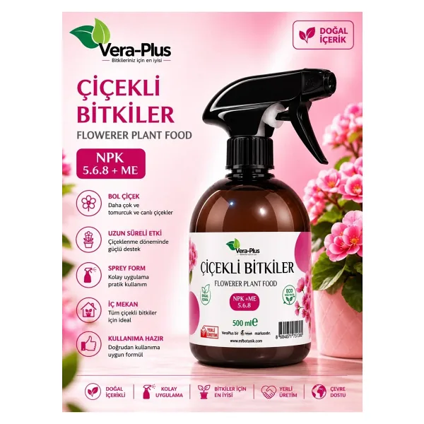 MF Botanik Vera Plus Çiçekli Bitkiler Için Özel Sprey Sivi Bitki Besini 500 Ml