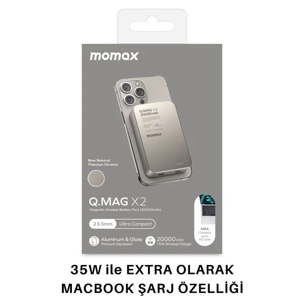 Momax Q.Mag X2 20000 mAh Hızlı Şarj MagSafe Powerbank
