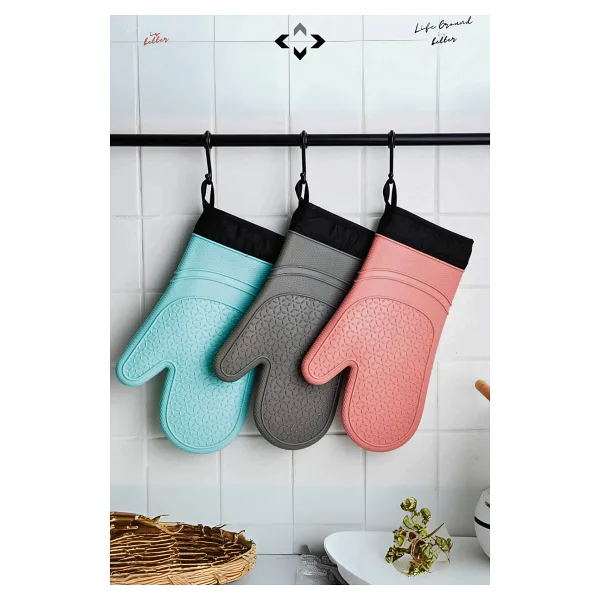 Mucit Home 1 Adet %100 Silikon Yanmaz Yapışmaz Silikon Fırın Eldiveni Mutfak Eldiveni Isıya Dayanıklı Eldiven