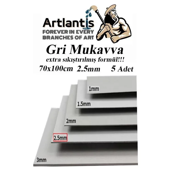 Mukavva Gri 2.5 Mm 70x100 Cm 5 Adet Sert Karton Ekstra Sıkıştırılmış 70x100 Mukavva Gri Renkli 5 Adet