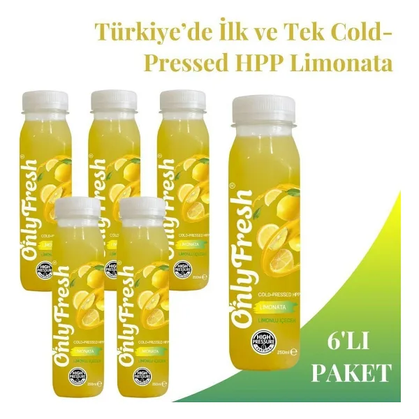 ONLY FRESH Limonata Taze Soğuk Sıkım (COLD PRESSED) 6 Adet 250ml