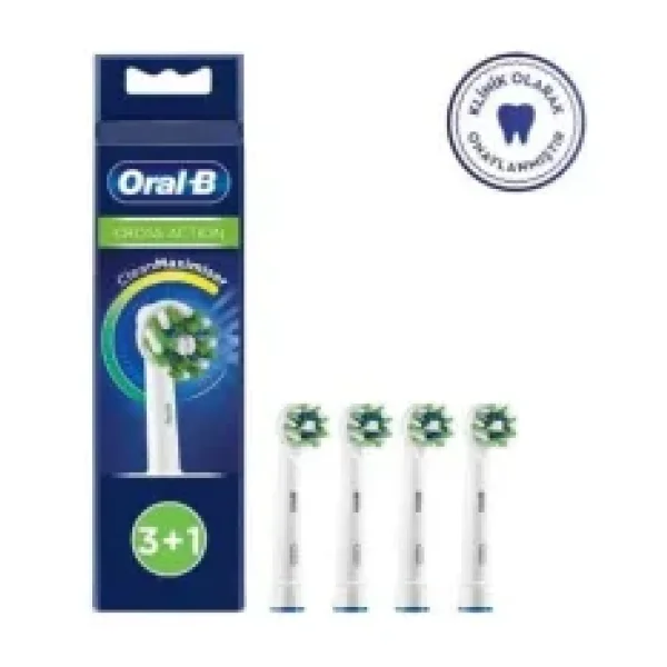 Oral-B Cross Action Orta Sert Diş Fırçası Yedek Başlık 4'lü Set Beyaz Tüm Elektrikli Modellerle Uyumlu