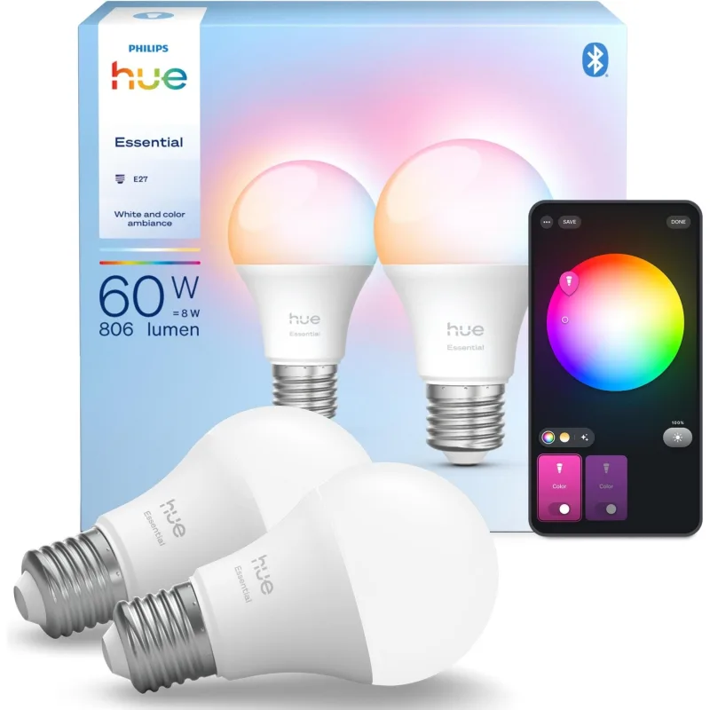 Philips Hue Essential 806 8 W-60 W E27 2'li Akıllı LED Ampul
