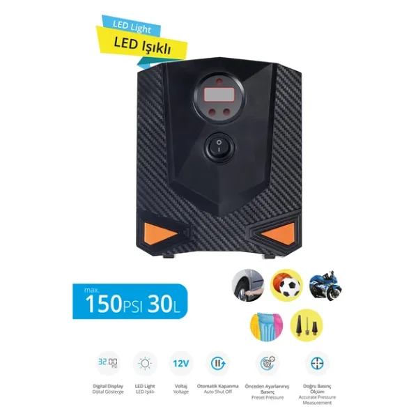 Piranha 11316 150 PSI 30 lt Dijital Hava Kompresörü