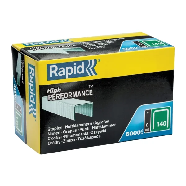 Rapid Zımba teli Tip 140, 8 mm zımba, 5000 adet büyük paket, ahşap ve folyolar için yassı tel kıskaçlar