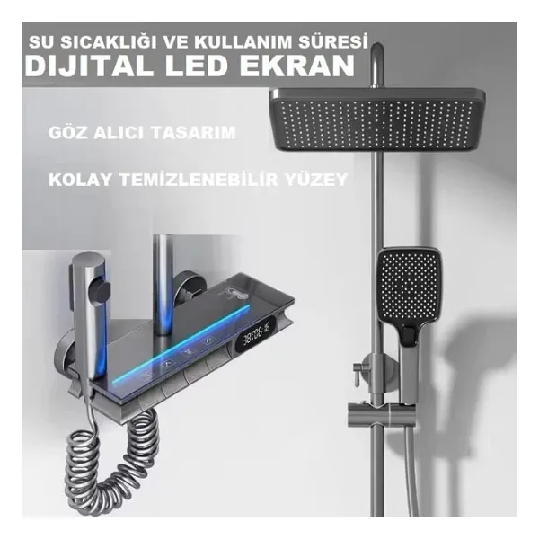 Rena Design Antresit Dijital Ekran Piyano Fonksiyonel Akıllı Duş Sistem Banyo Batarya Robot Yağmurlam Ambiyans