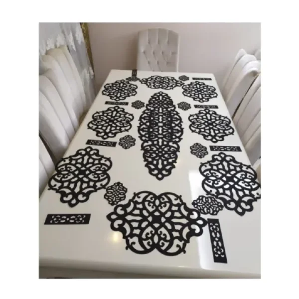 Sehara Runner - Sunum Takımı Masa Örtüsü 8 Kişilik 25 Parça - Siyah - 33 x 100 cm