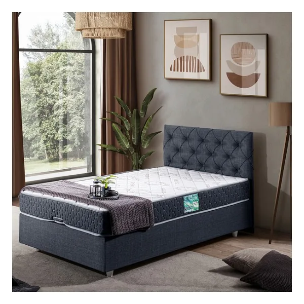 Setay Eylül Tek Kişilik Baza Başlık Comfort Yatak Seti - Lacivert - 90 x 190 cm