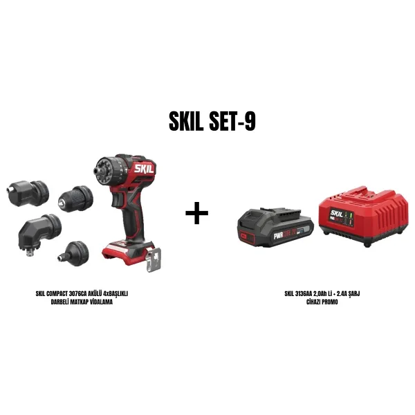Skil Compact 3076CA 4 Başlıklı Tek Akülü 2 Ah Darbeli Matkap
