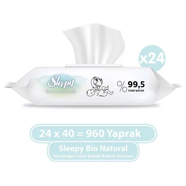 Sleepy Bio Natural 40 Yaprak 24'lü Paket Islak Mendil