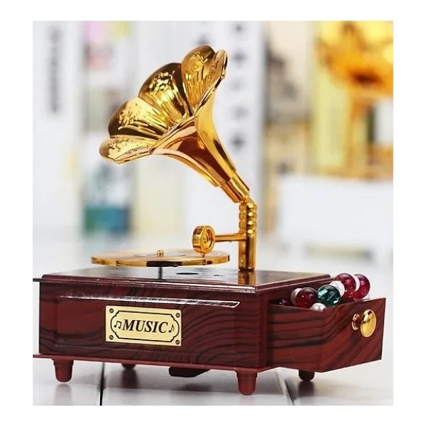 Stumbanng Nostaljik Gramafon Hareketli Müzik Kutusu Çekmeceli N-28AL5