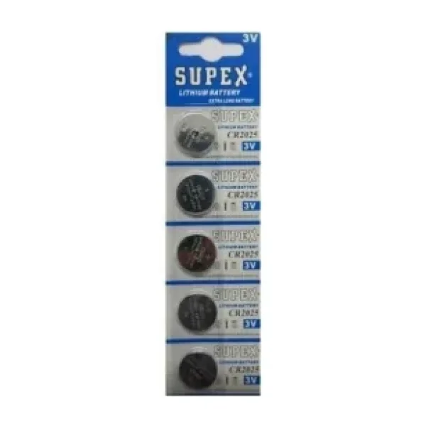 Supex CR2025 3V 5'li Lityum Düğme Pil