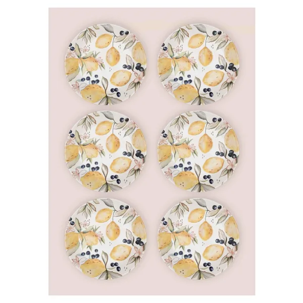 The Mia Limoncello 20 cm 6'lı Yemek Tabağı